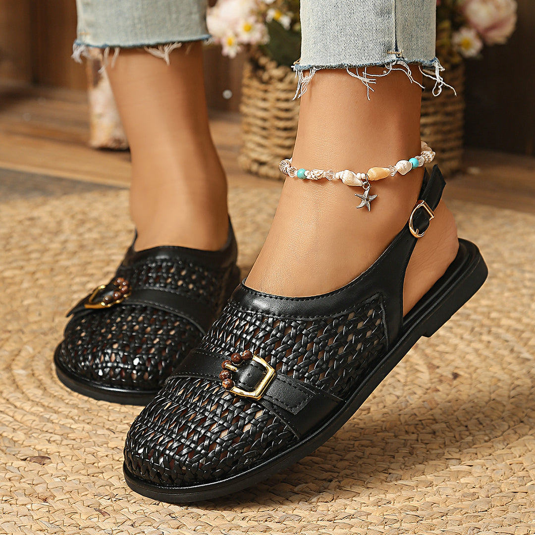 Damen Bequeme Sling-Sandalen mit dekorativem Riemendesign EB