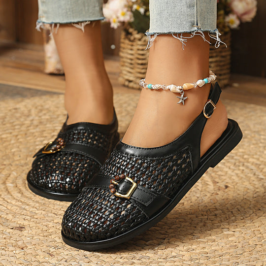 Damen Bequeme Sling-Sandalen mit dekorativem Riemendesign EB