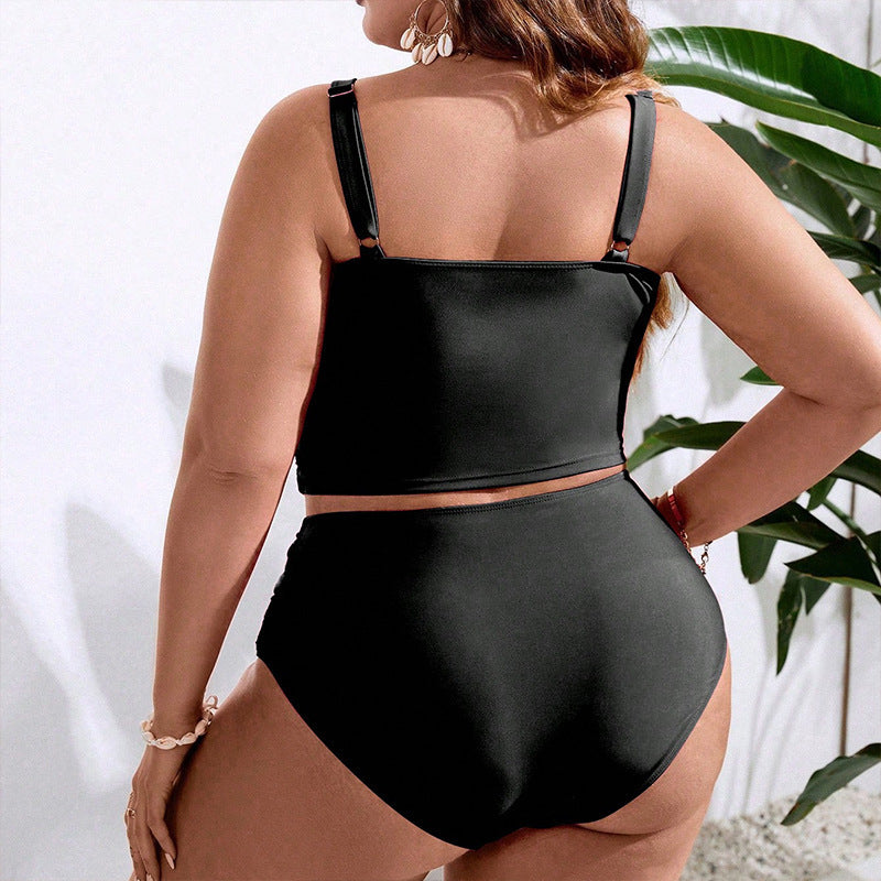Damen Zweiteiliges Bikini-Set mit hoch taillierter Hose und schickem Oberteil EB