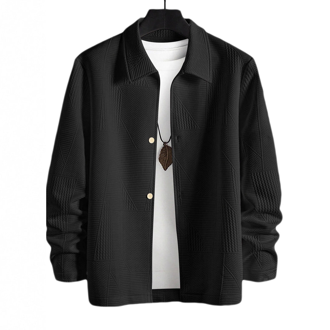 Herren nan strukturierte Shirtjacke im Patchwork-Relief mit Hemdkragen EB