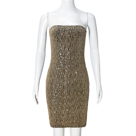 Damen Party Minikleid mit schimmerndem Pailletten-Effekt und figurbetontem Schnitt EB