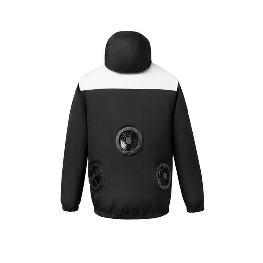 Herren nan belüftete Kühljacke mit mehreren integrierten USB-Lüftern, verstellbarer Kapuze und winddichtem Material EB