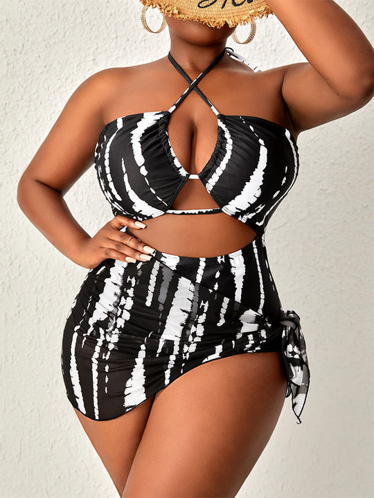 Damen Cut-Out Badeoberteil mit Wickelrock EB