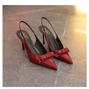 Damen Slingback High Heels mit dekorativer Schleifenapplikation EB
