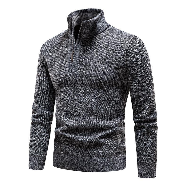 Herren Pullover mit halbem Reißverschluss und strukturiertem Design EB