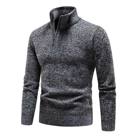 Herren Pullover mit halbem Reißverschluss und strukturiertem Design EB