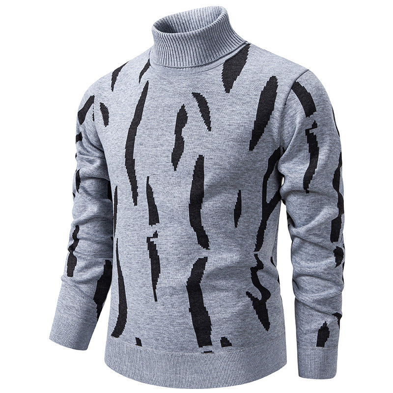 Herren modischer Pullover mit Stehkragen und einzigartigem Muster EB