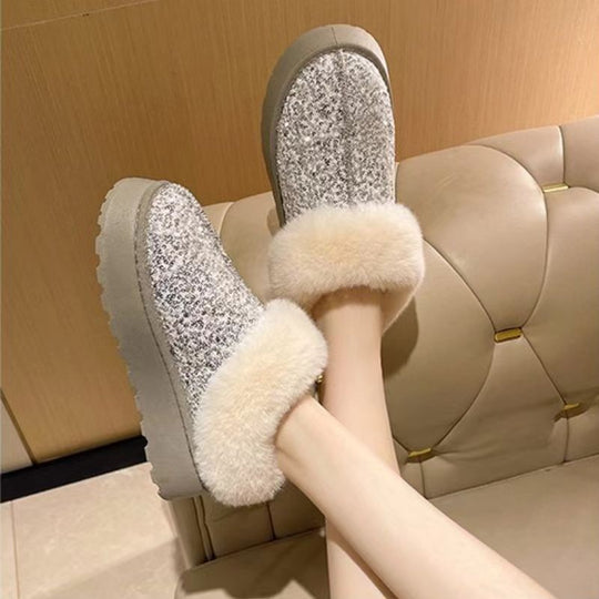 Damen Flauschige Glitzer Hausschuhe EB