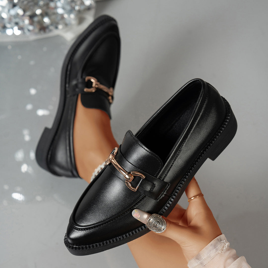 Damen elegante Loafers mit modischer Schnallenverzierung EB
