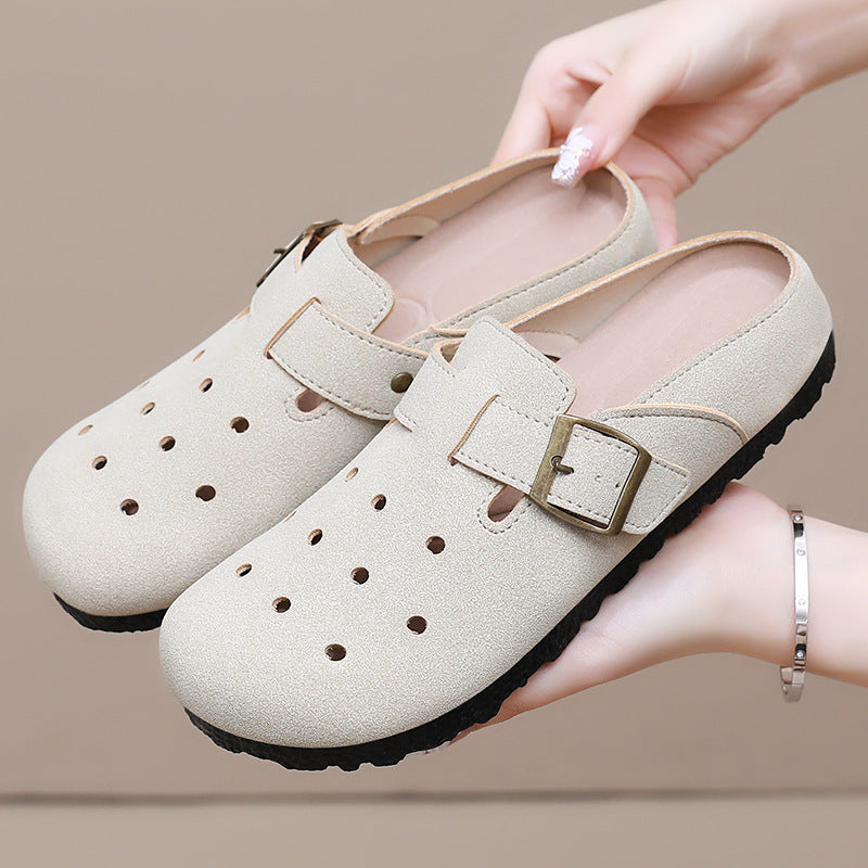 Damen nan lässiger Clog-Slipper mit verstellbarer Schnalle und ergonomischem Komfortfußbett EB