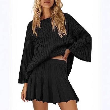 Damen lässiges Strickkleid mit asymmetrischem Saum und lockerem Schnitt EB