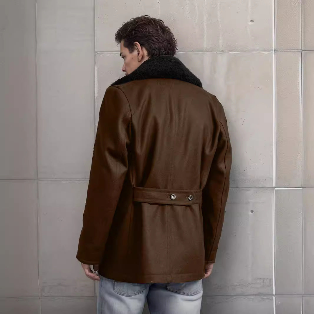 Herren modische Dufflejacke mit weichem Kragen und praktischen Taschen EB