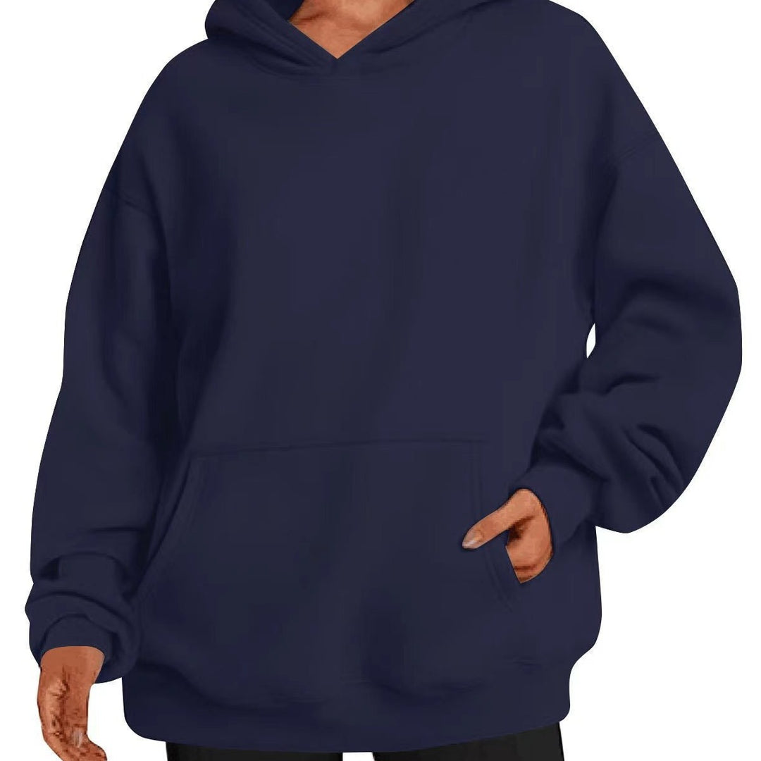 Damen nan extralanger Oversize-Kapuzenpullover im Boxy-Schnitt mit Kängurutasche und geripptem Abschluss EB