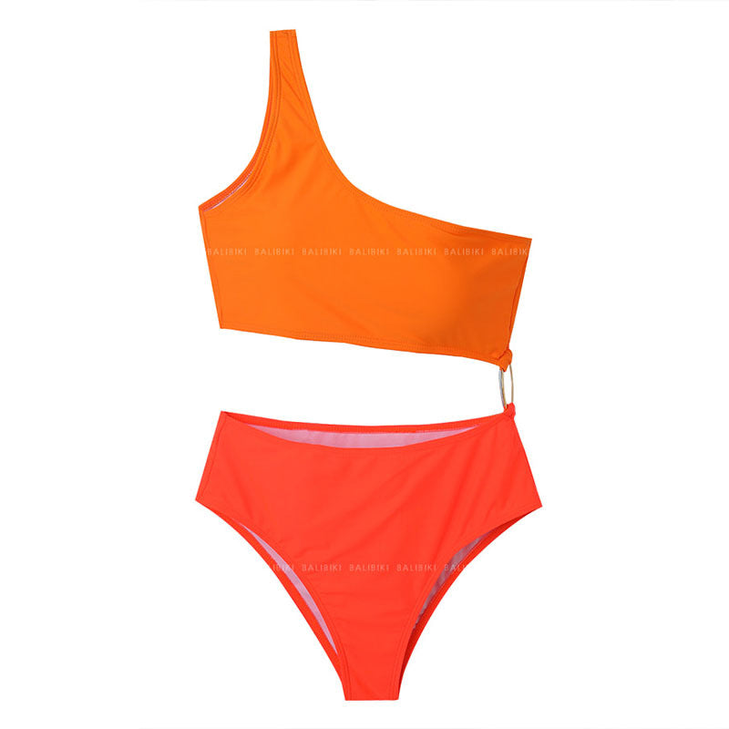 Damen Triangel-Bikini mit asymmetrischem Schnitt und integrierter Raffung EB