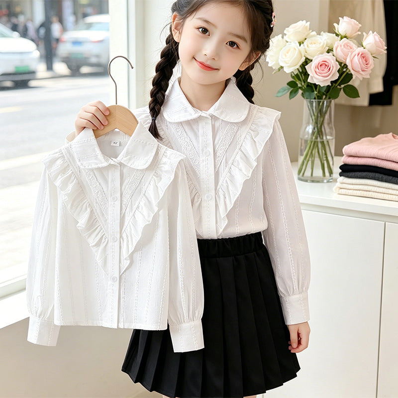 Damen Bluse mit Rüschendetails und feinen Stickereien EB