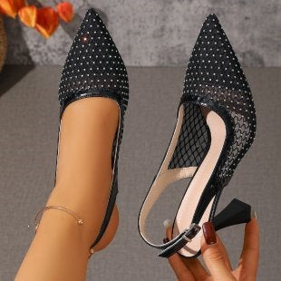 Damen Slingback-Pumps mit Netzdesign und funkelnden Akzenten EB