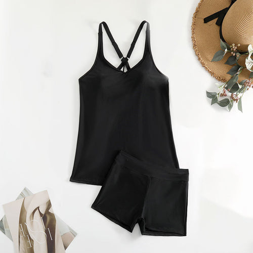 Damen Sportliches Tankini-Set mit verstellbaren Trägern und figurformendem Schnitt EB