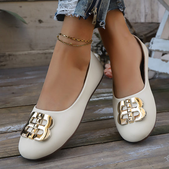 Damen Schicke Ballerinas mit glänzender Schnallenapplikation EB