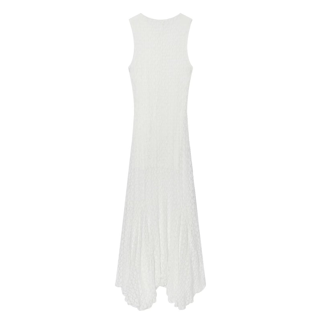 Damen elegantes Langarmkleid mit asymmetrischem Saum und feinen Texturen EB