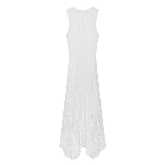 Damen elegantes Langarmkleid mit asymmetrischem Saum und feinen Texturen EB