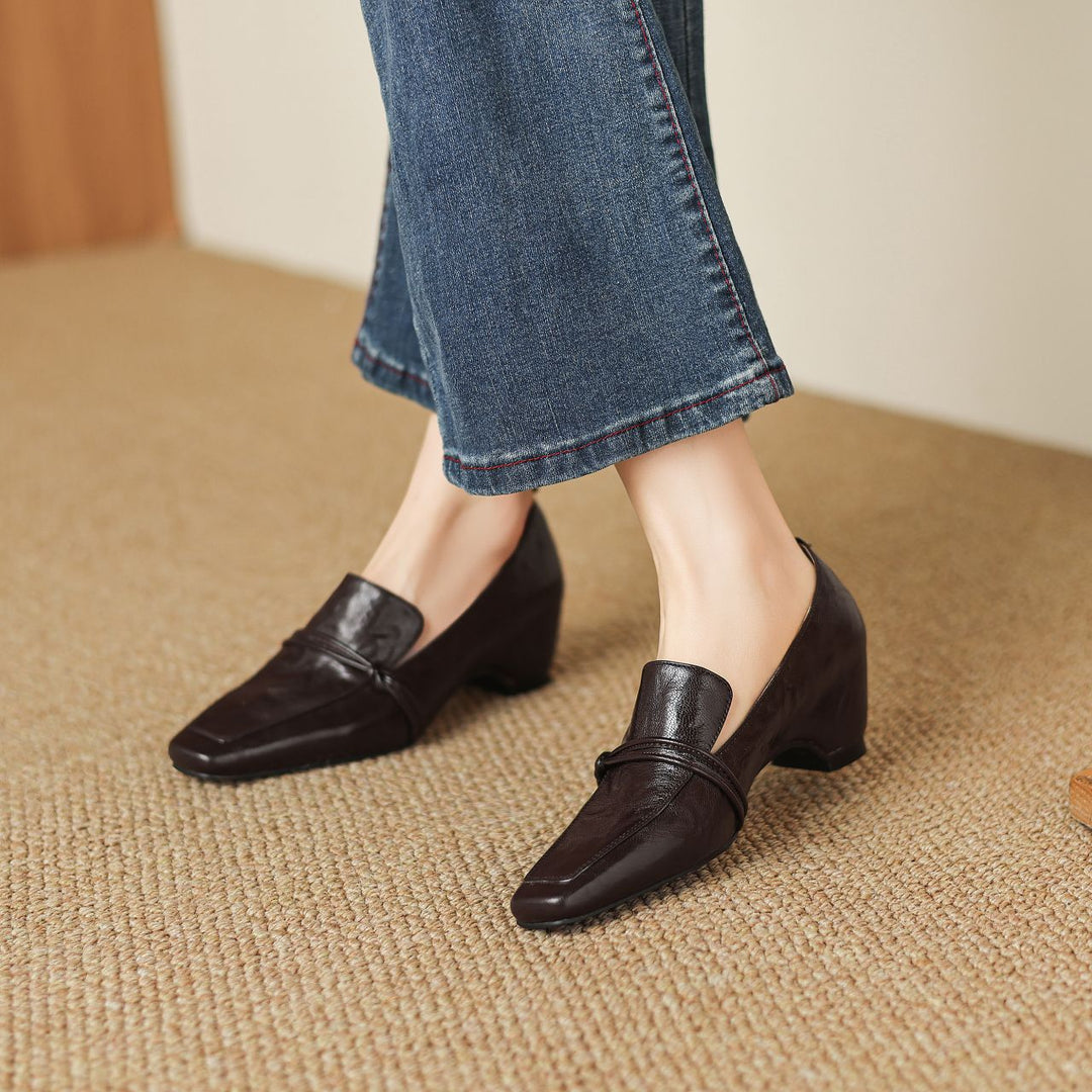 Damen elegante Mokassins mit modischem Riemen EB