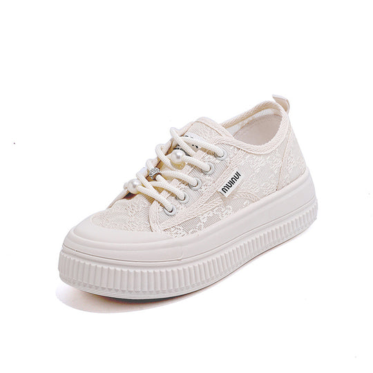 Damen Sneakers mit floralem Spitzen-Obermaterial und modischem Plateau EB