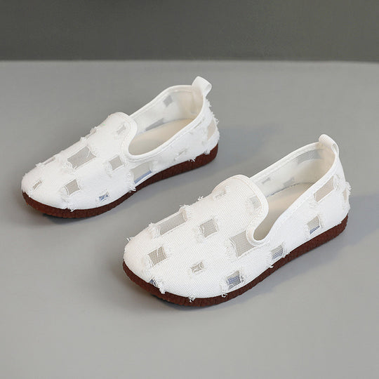 Damen luftige Slip-On Schuhe mit modischem Lochdesign EB