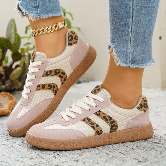 Damen Sportliche Sneakers mit Leoprint-Design und atmungsaktiver Oberflächenstruktur EB