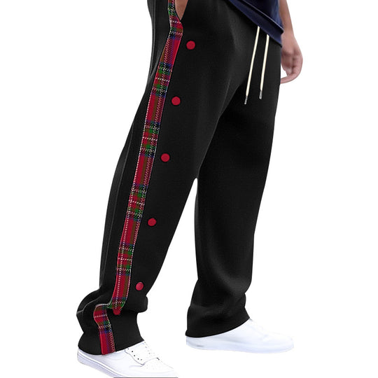 Herren Sportliche Freizeithose mit Knopfleisten und Karomuster EB
