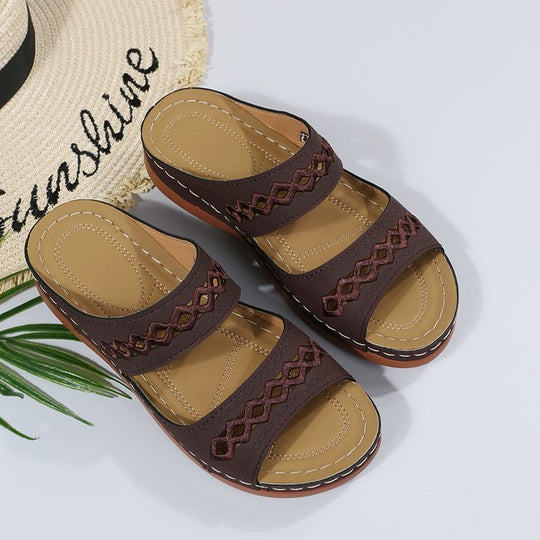 Damen Komfortable Sandalen mit dekorativem Riemendesign und gepolsterter Innensohle EB