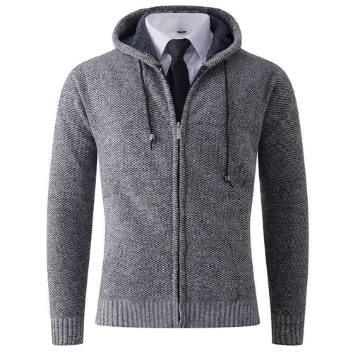 Herren Strickjacke mit Kapuze und strukturierter Verarbeitung EB