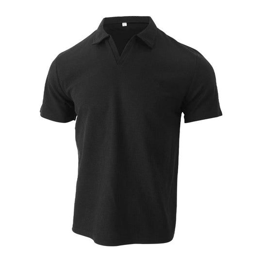 Herren Kurzarm-Henley-Shirt mit strukturierter Oberfläche EB