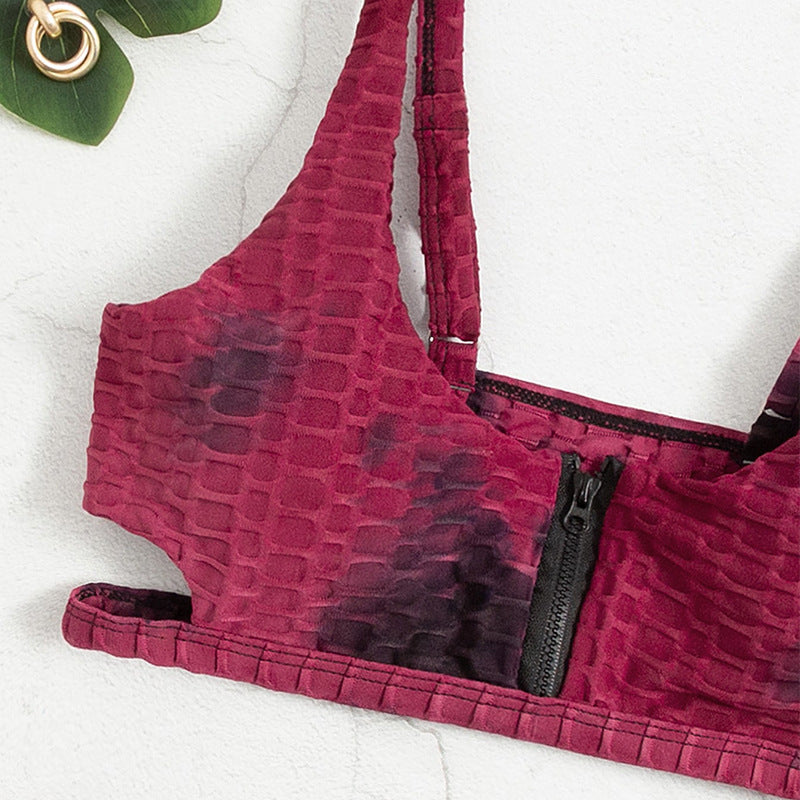 Damen Bikiniset mit Reißverschluss und strukturiertem Design EB