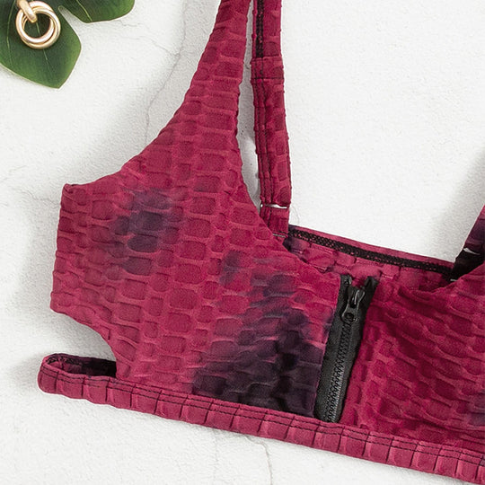 Damen Bikiniset mit Reißverschluss und strukturiertem Design EB