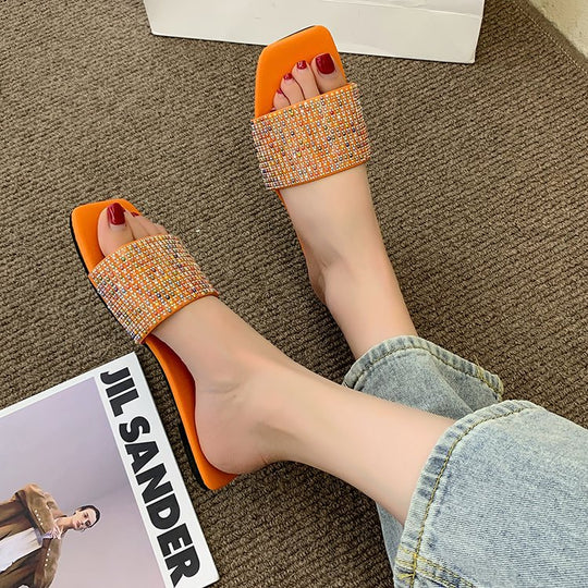Damen Bequeme Mules mit funkelndem Strassdesign EB