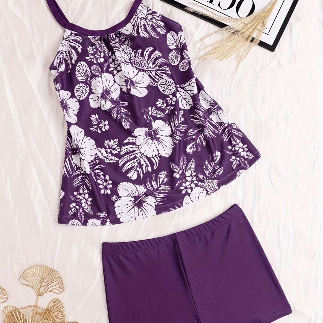 Damen Tankini mit floralem Design und komfortablen Shorts EB