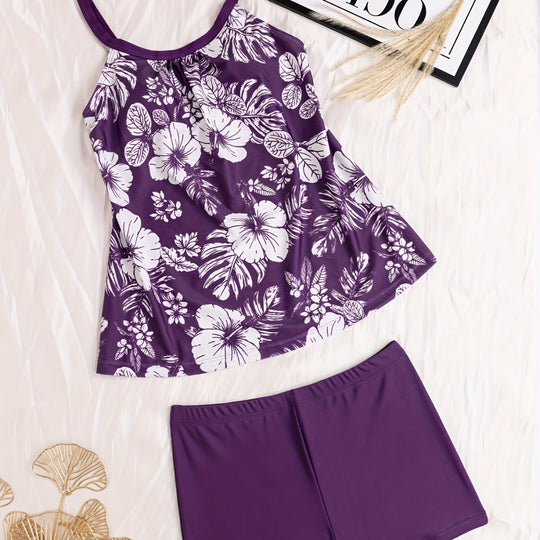 Damen Tankini mit floralem Design und komfortablen Shorts EB