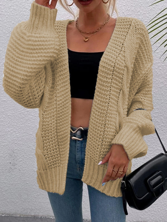 Damen Grobe Strickjacke mit offenem Schnitt und praktischen Taschen EB