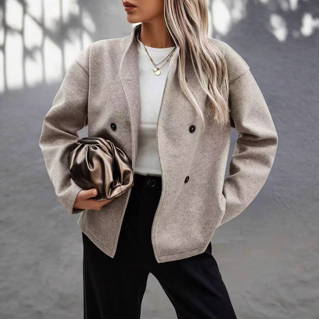 Damen Modische Wolljacke im eleganten Look mit doppelter Knopfreihe EB