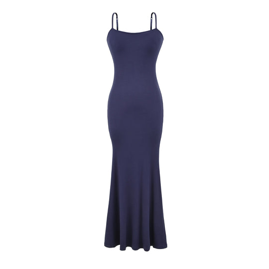 Damen figurbetontes Träger-Maxikleid aus Jersey