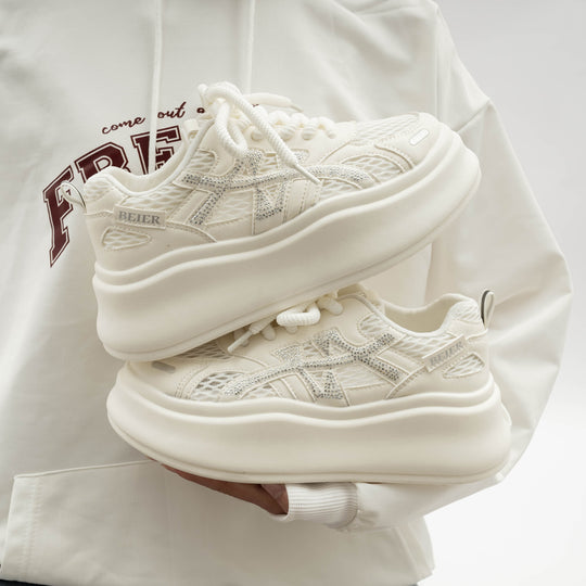 Damen Plattform Sneakers mit Glitzerakzenten und innovativer Sohle EB