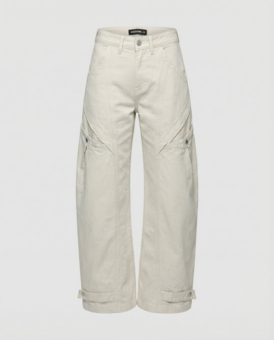 Damen Utility-Palazzohose mit hoher Bundpassform aufgesetzten Klappentaschen und verstellbarem Saum EB