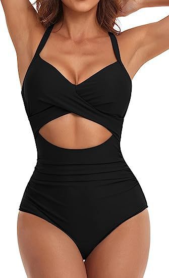 Damen Cut-Out Badeanzug mit Kreuzgurt EB