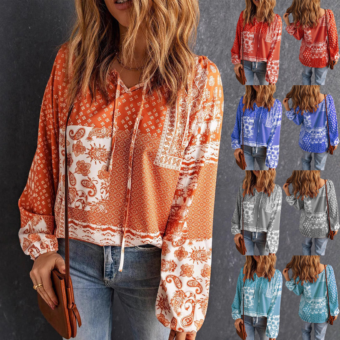 Damen lässiger Kapuzenpullover mit trendigem Paisleymuster EB