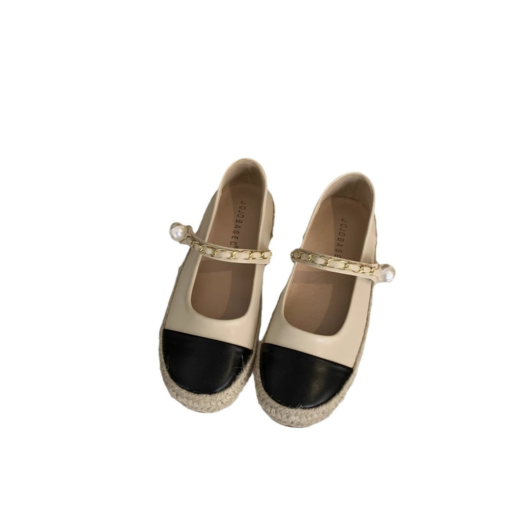 Damen Ballerinas mit dekorativem Kettenriemen und Perlenakzent EB