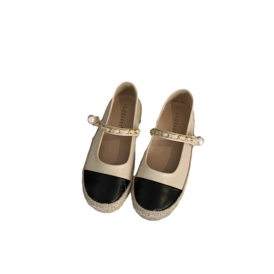 Damen Ballerinas mit dekorativem Kettenriemen und Perlenakzent EB