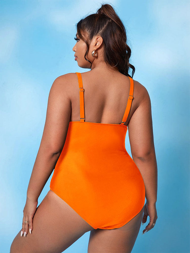 Damen Einteiliger Badeanzug mit stylischem Wickelschnitt und trendigen Cut-Out EB