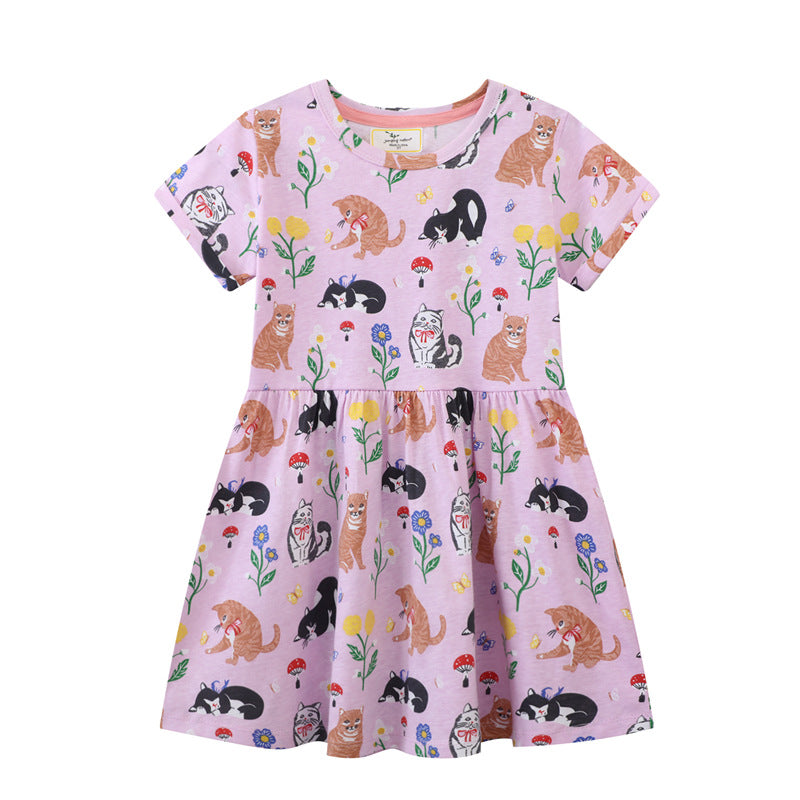 Mädchen T-Shirt Kleid mit kreativem Taschenmotiv EB