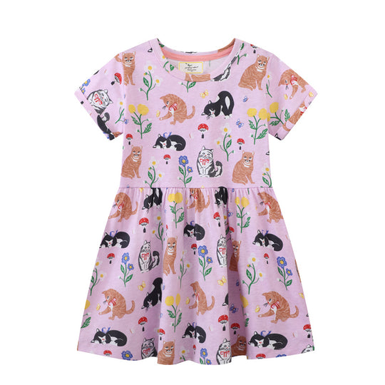 Mädchen T-Shirt Kleid mit kreativem Taschenmotiv EB