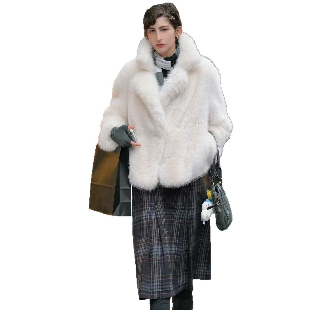 Damen kuschelige Oversize-Jacke mit auffälligem Kragen EB
